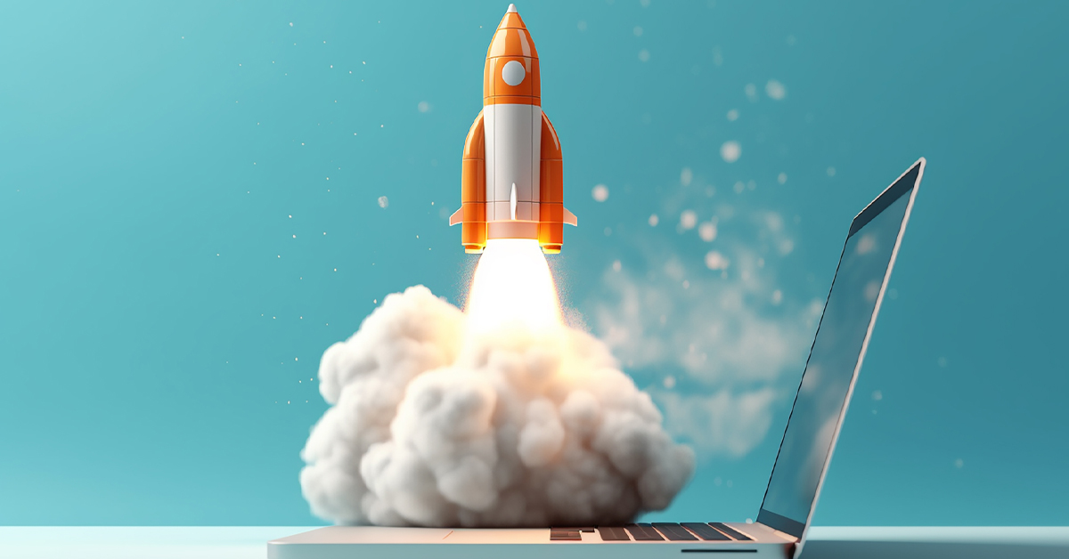 Rocket launching from laptop